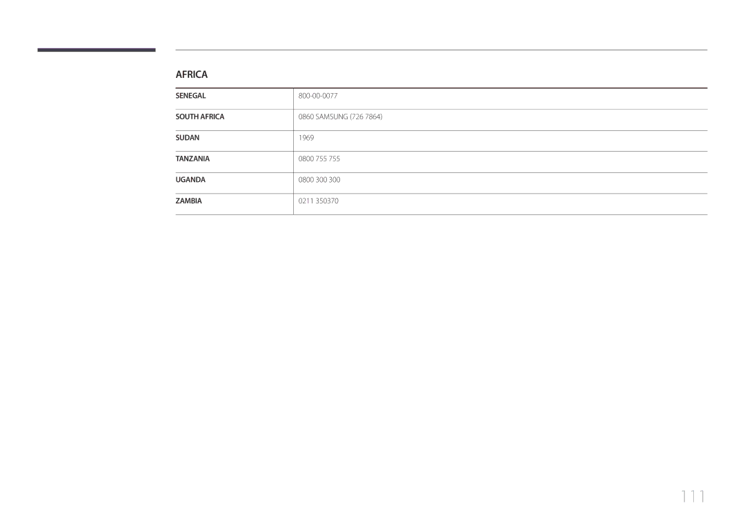 Samsung LH75EDDPLGC/EN, LH65EDDPLGC/EN manual 111 