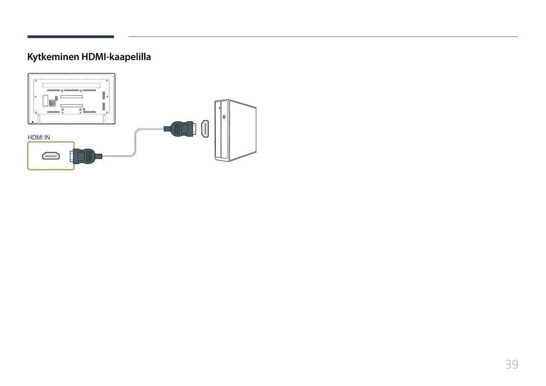 Samsung LH75EDDPLGC/EN, LH65EDDPLGC/EN manual Kytkeminen HDMI-kaapelilla 