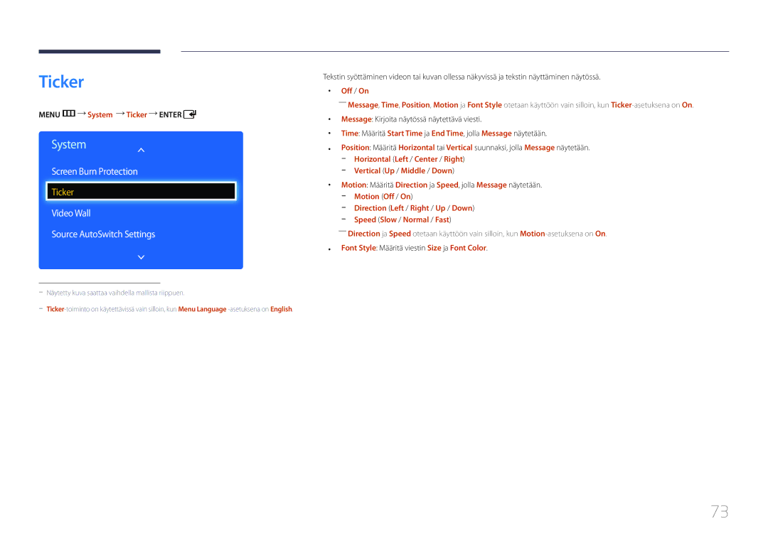 Samsung LH75EDDPLGC/EN, LH65EDDPLGC/EN manual Ticker, Video Wall Source AutoSwitch Settings 