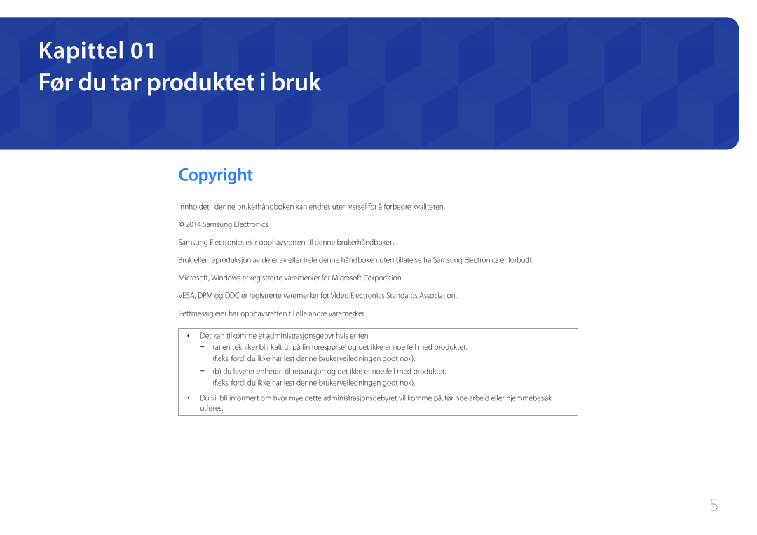 Samsung LH75EDDPLGC/EN, LH65EDDPLGC/EN manual Før du tar produktet i bruk, Copyright 