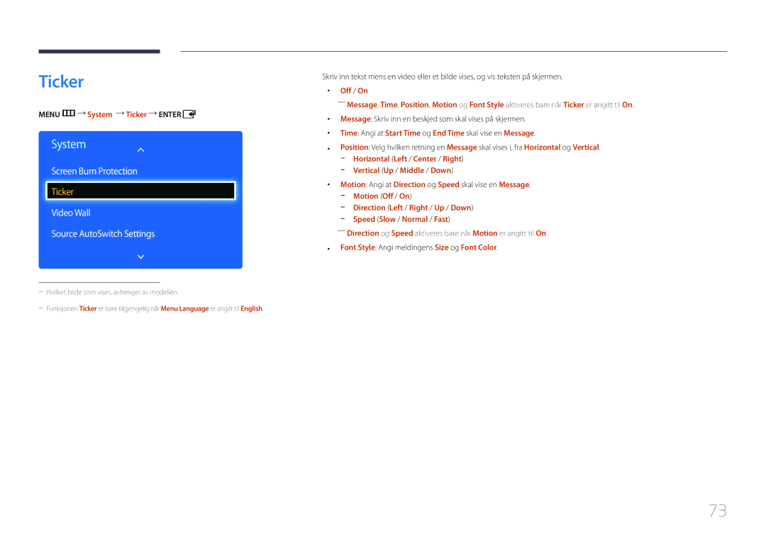 Samsung LH75EDDPLGC/EN, LH65EDDPLGC/EN manual Ticker, Video Wall Source AutoSwitch Settings 