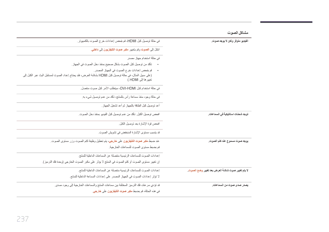 Samsung LH65MDCPLGC/EN, LH65MDCPLGC/NG, LH65MDCPLGC/UE manual 237, يلخاد ىلإ نويزفيلتلا توص ربكم رييغتب مقو توصلا ىلإ لقتنا 