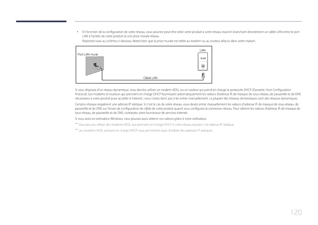 Samsung LH65MDCPLGC/EN manual 120, Lan 