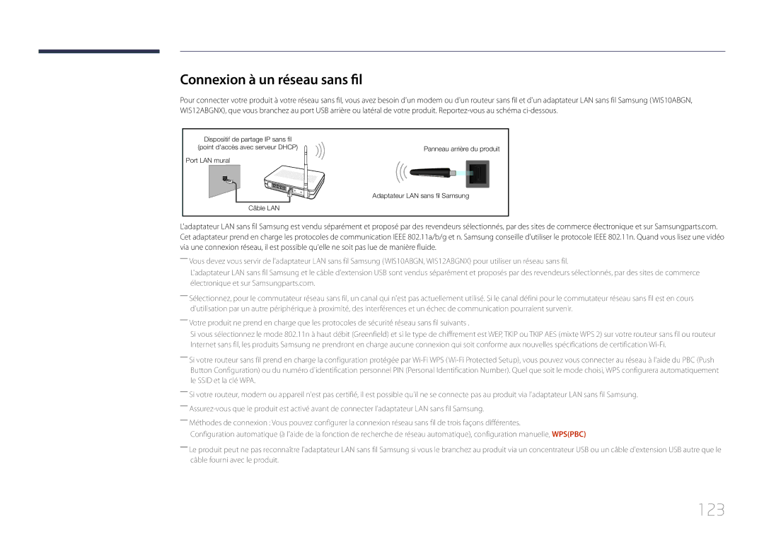 Samsung LH65MDCPLGC/EN manual 123, Connexion à un réseau sans fil 