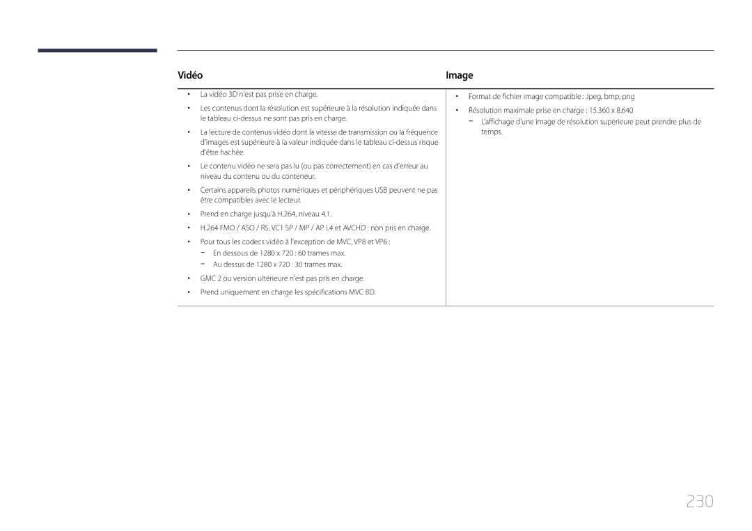 Samsung LH65MDCPLGC/EN manual 230, Vidéo 