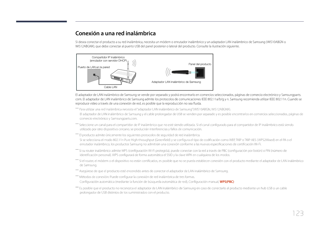 Samsung LH65MDCPLGC/EN manual 123, Conexión a una red inalámbrica 