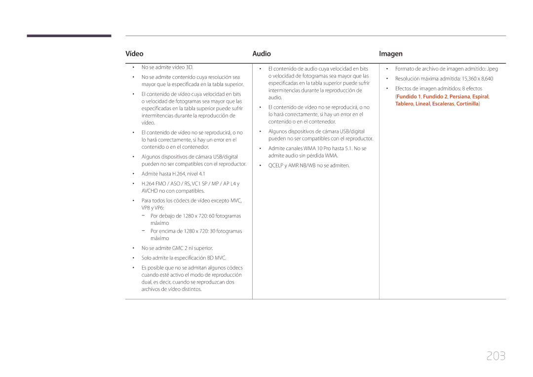 Samsung LH65MDCPLGC/EN manual 203, Vídeo Audio 