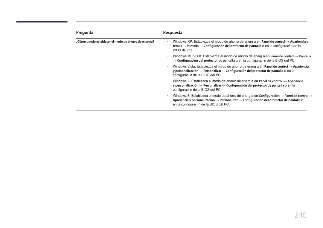 Samsung LH65MDCPLGC/EN manual 246, Pregunta 