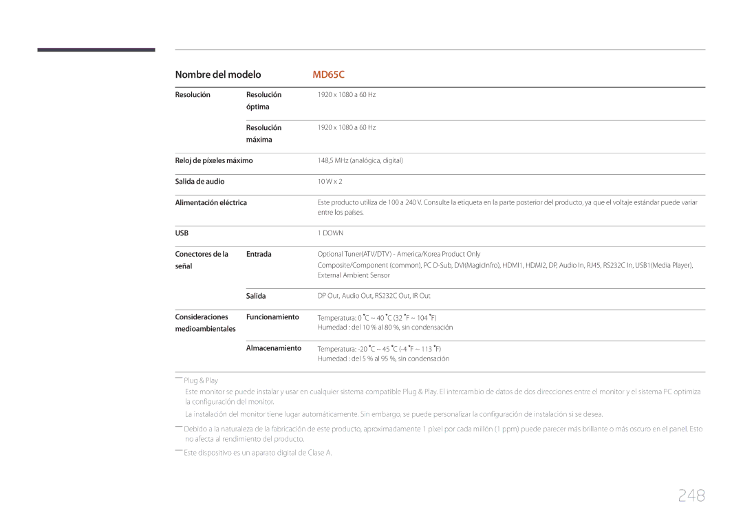 Samsung LH65MDCPLGC/EN manual 248 