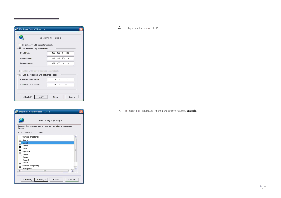 Samsung LH65MDCPLGC/EN manual Select TCP/IP step 