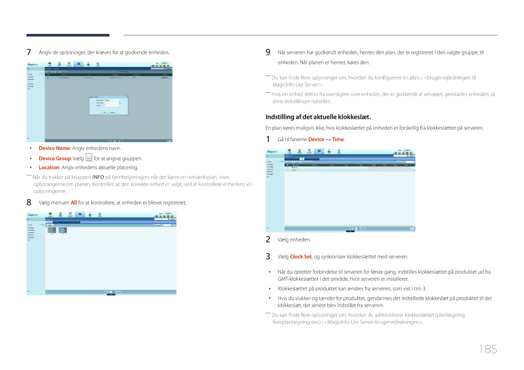 Samsung LH65MDCPLGC/EN manual 185, Device Group Vælg 