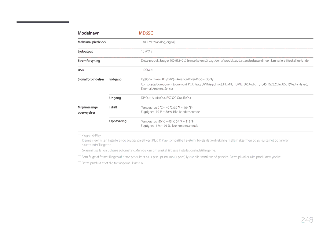 Samsung LH65MDCPLGC/EN manual 248 