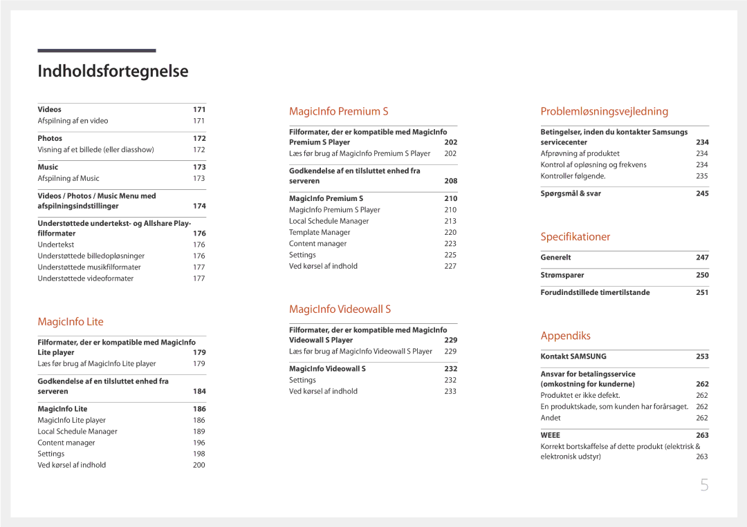 Samsung LH65MDCPLGC/EN manual Specifikationer 