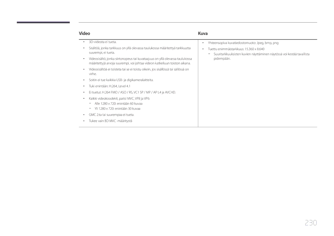 Samsung LH65MDCPLGC/EN manual 230, Video 