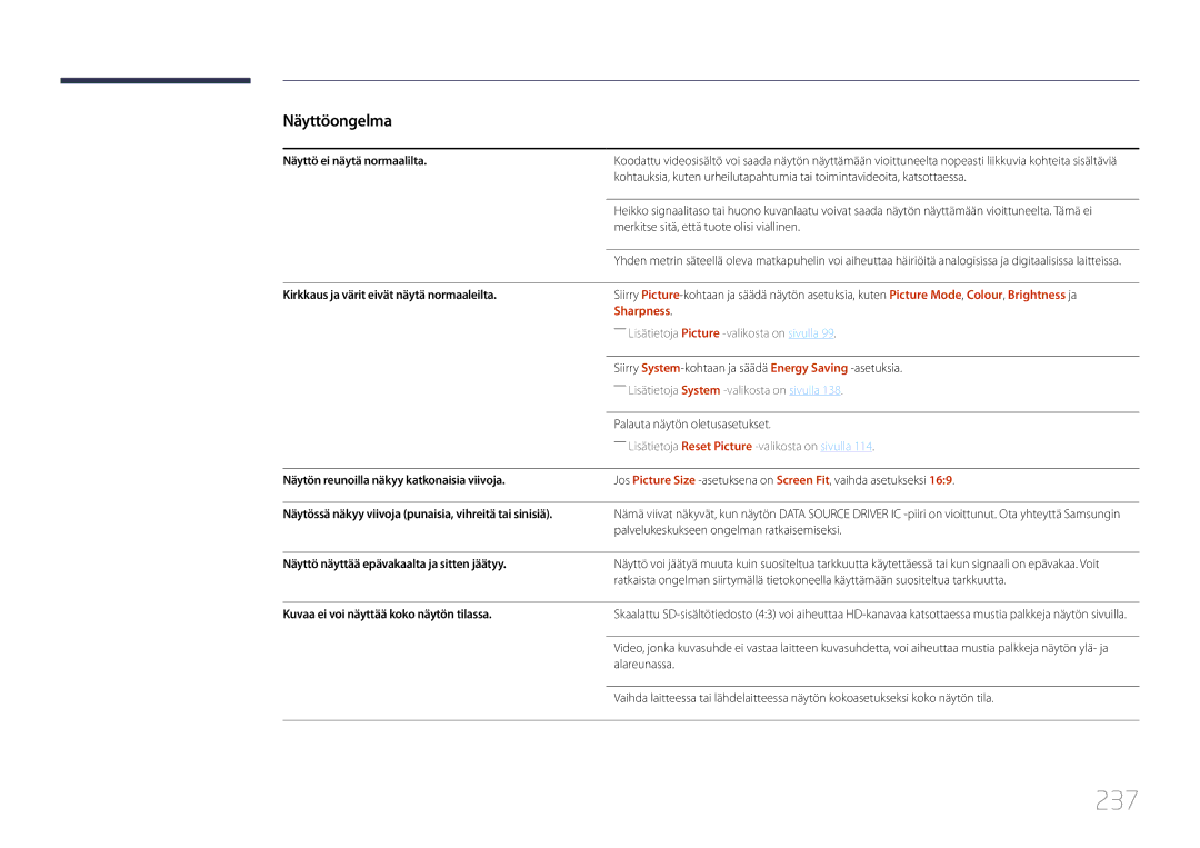 Samsung LH65MDCPLGC/EN manual 237, Sharpness 