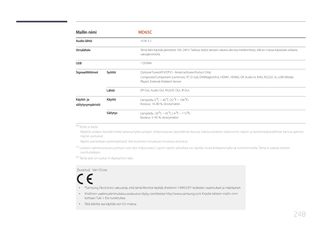 Samsung LH65MDCPLGC/EN manual 248 