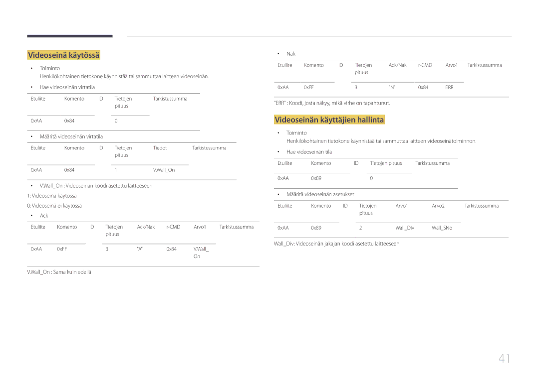 Samsung LH65MDCPLGC/EN manual Videoseinä käytössä, Videoseinän käyttäjien hallinta, Määritä videoseinän virtatila 