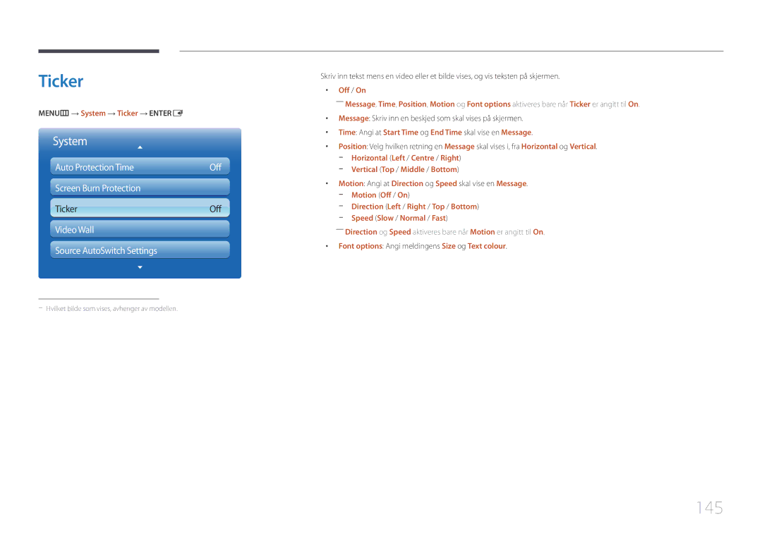 Samsung LH65MDCPLGC/EN manual Ticker, 145 