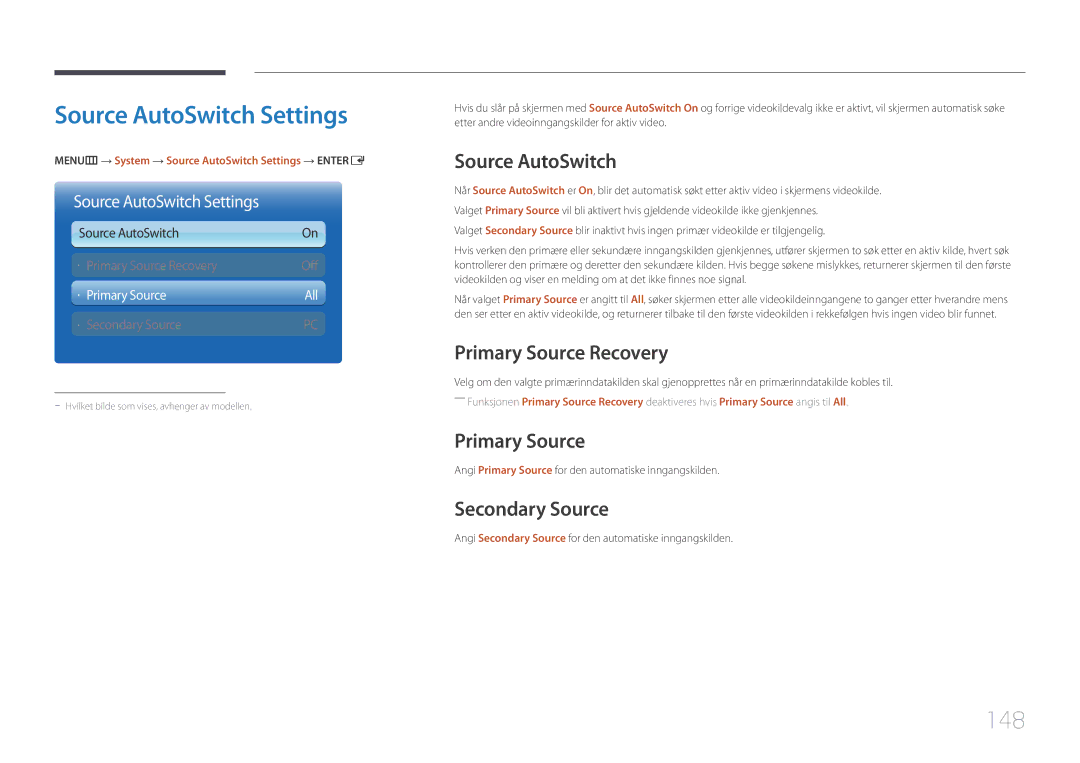 Samsung LH65MDCPLGC/EN manual Source AutoSwitch Settings, 148 