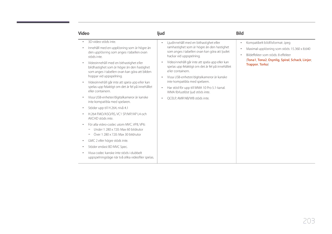 Samsung LH65MDCPLGC/EN manual 203, Video Ljud 