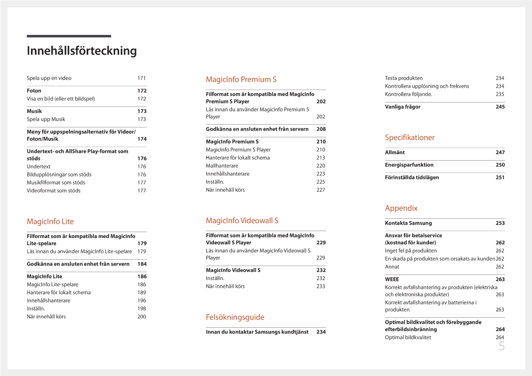 Samsung LH65MDCPLGC/EN manual Specifikationer 