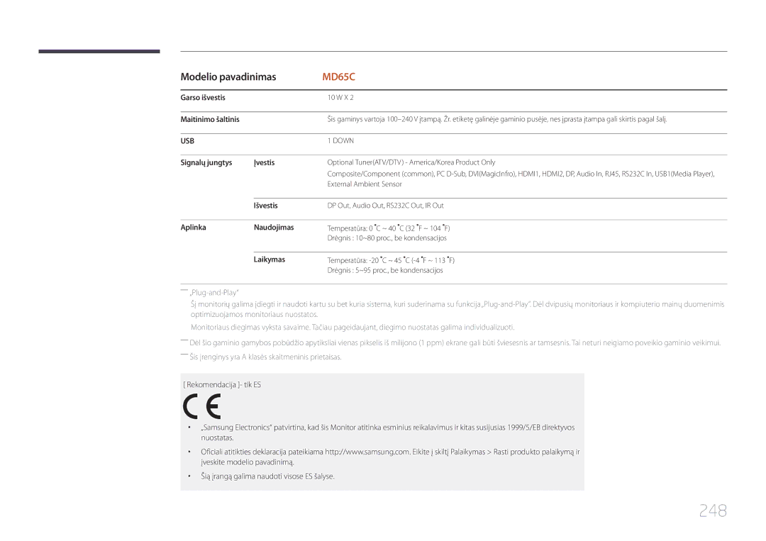 Samsung LH65MDCPLGC/EN manual 248 