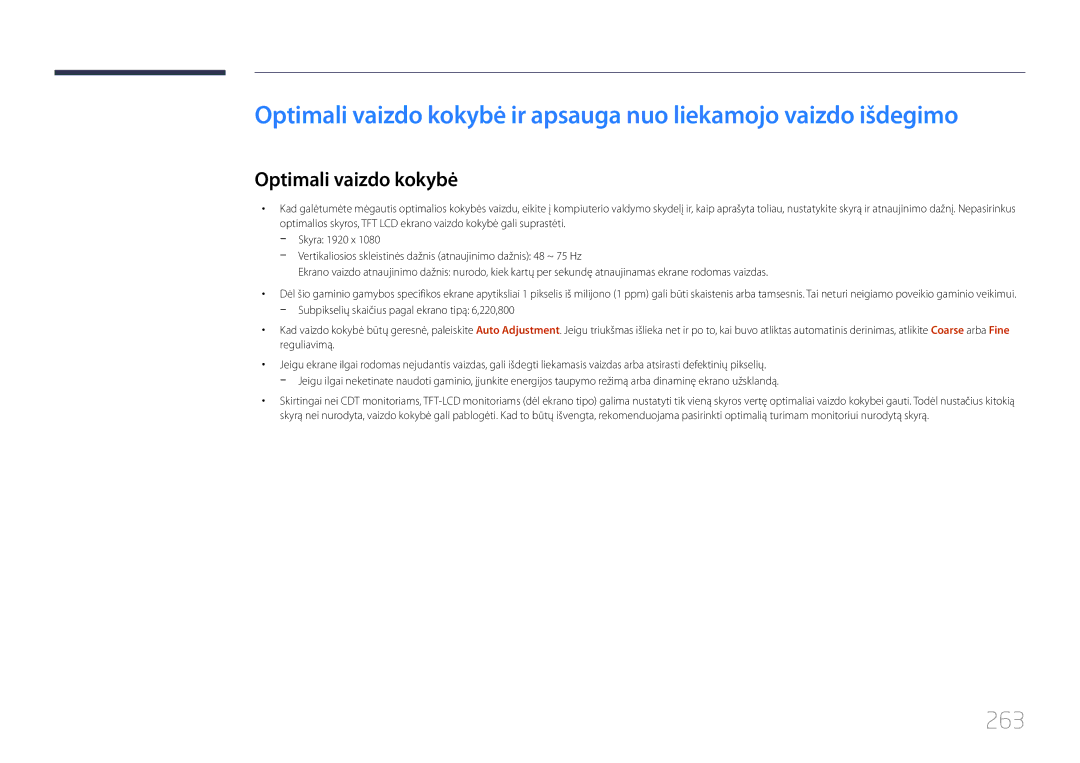 Samsung LH65MDCPLGC/EN manual 263, Optimali vaizdo kokybė 