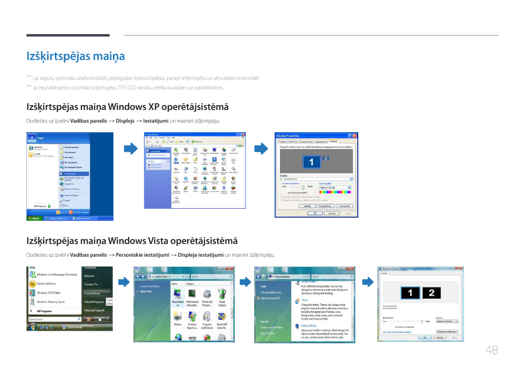 Samsung LH65MDCPLGC/EN manual Izšķirtspējas maiņa Windows XP operētājsistēmā 