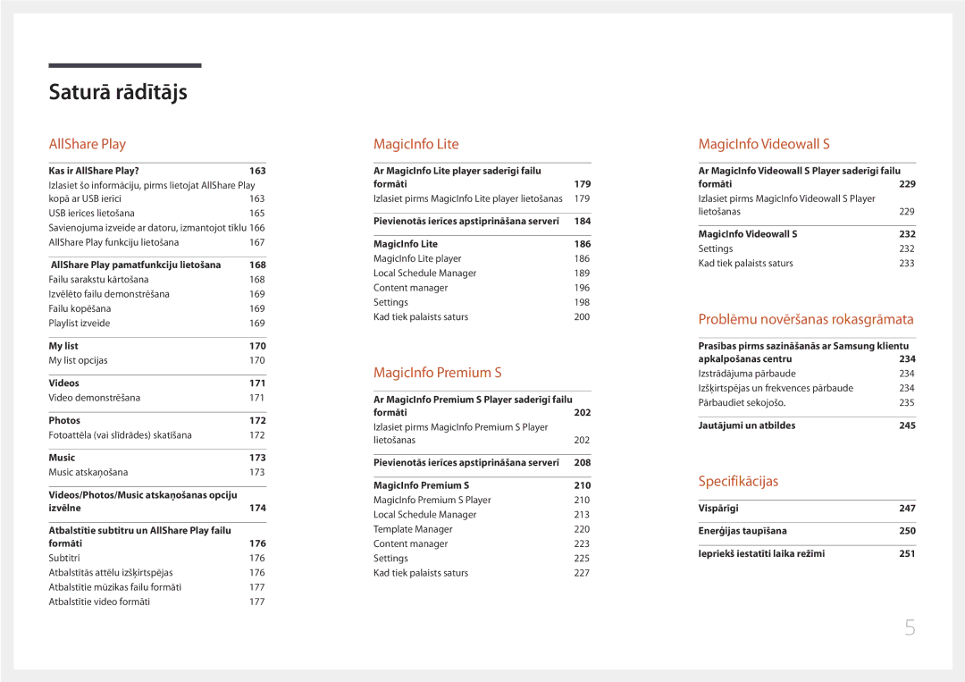 Samsung LH65MDCPLGC/EN manual Specifikācijas 