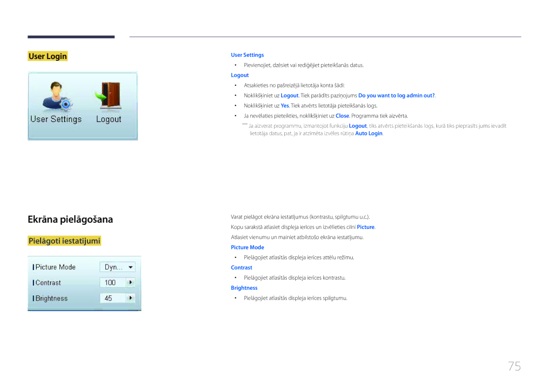 Samsung LH65MDCPLGC/EN manual Ekrāna pielāgošana, Pielāgoti iestatījumi 