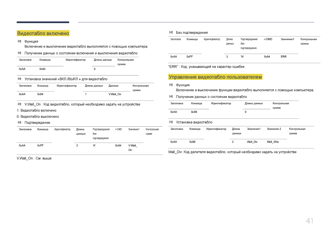 Samsung LH65MDCPLGC/EN manual Установка значений «ВКЛ./ВЫКЛ.» для видеотабло, WallOn См. выше Без подтверждения 