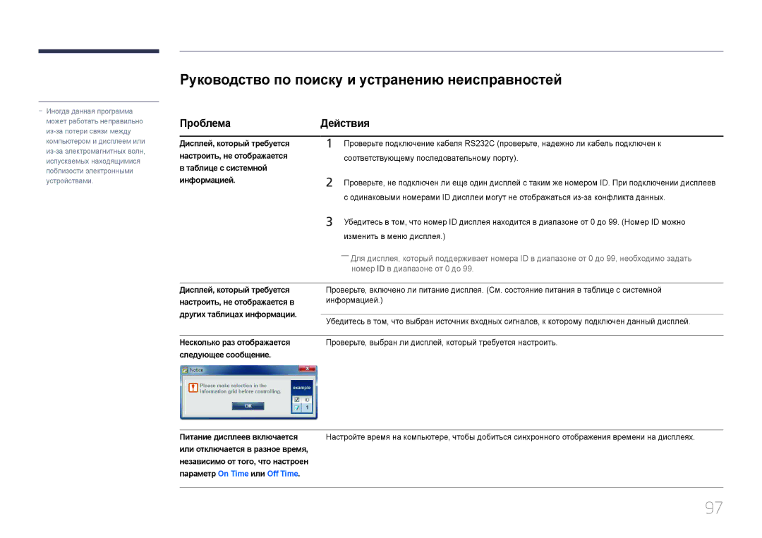 Samsung LH65MDCPLGC/EN manual Руководство по поиску и устранению неисправностей, Проблема Действия 