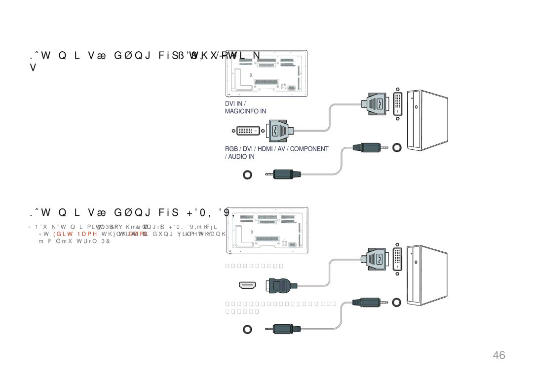 Samsung LH65MDCPLGC/XY manual Kết nối sử dụng cáp DVI Loại kỹ̃ thuật số, Kết nối sử dụng cáp HDMI-DVI 