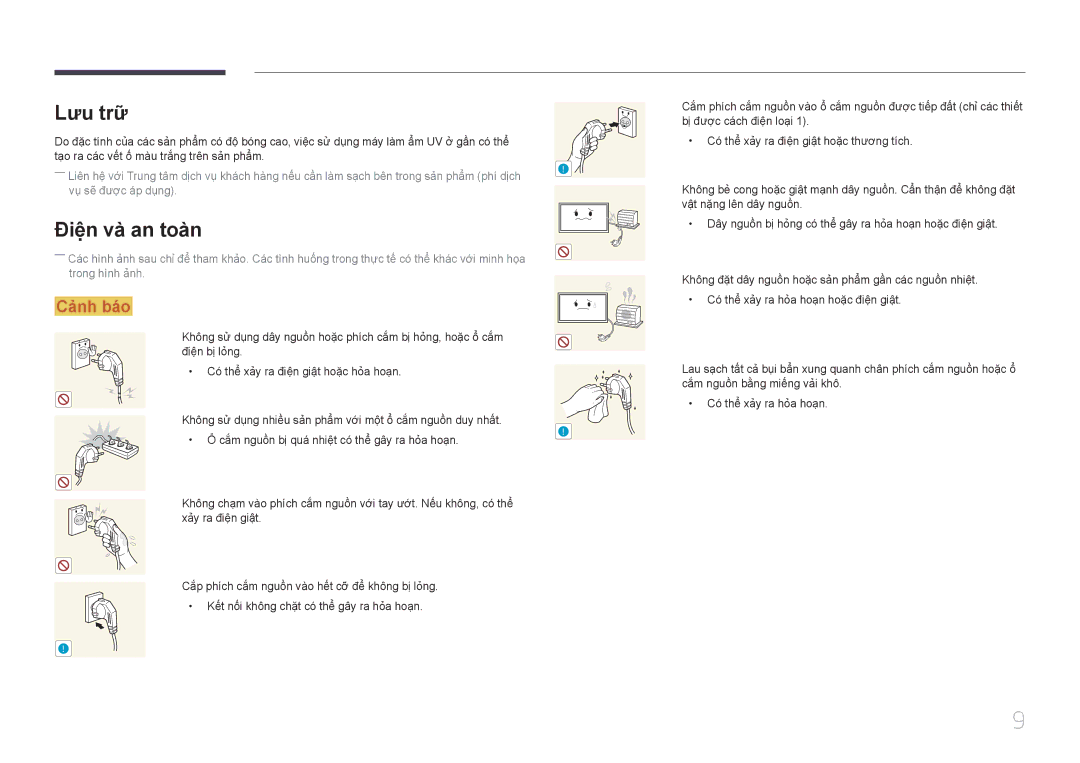 Samsung LH65MDCPLGC/XY manual Lưu trữ, Điên và an toàn 