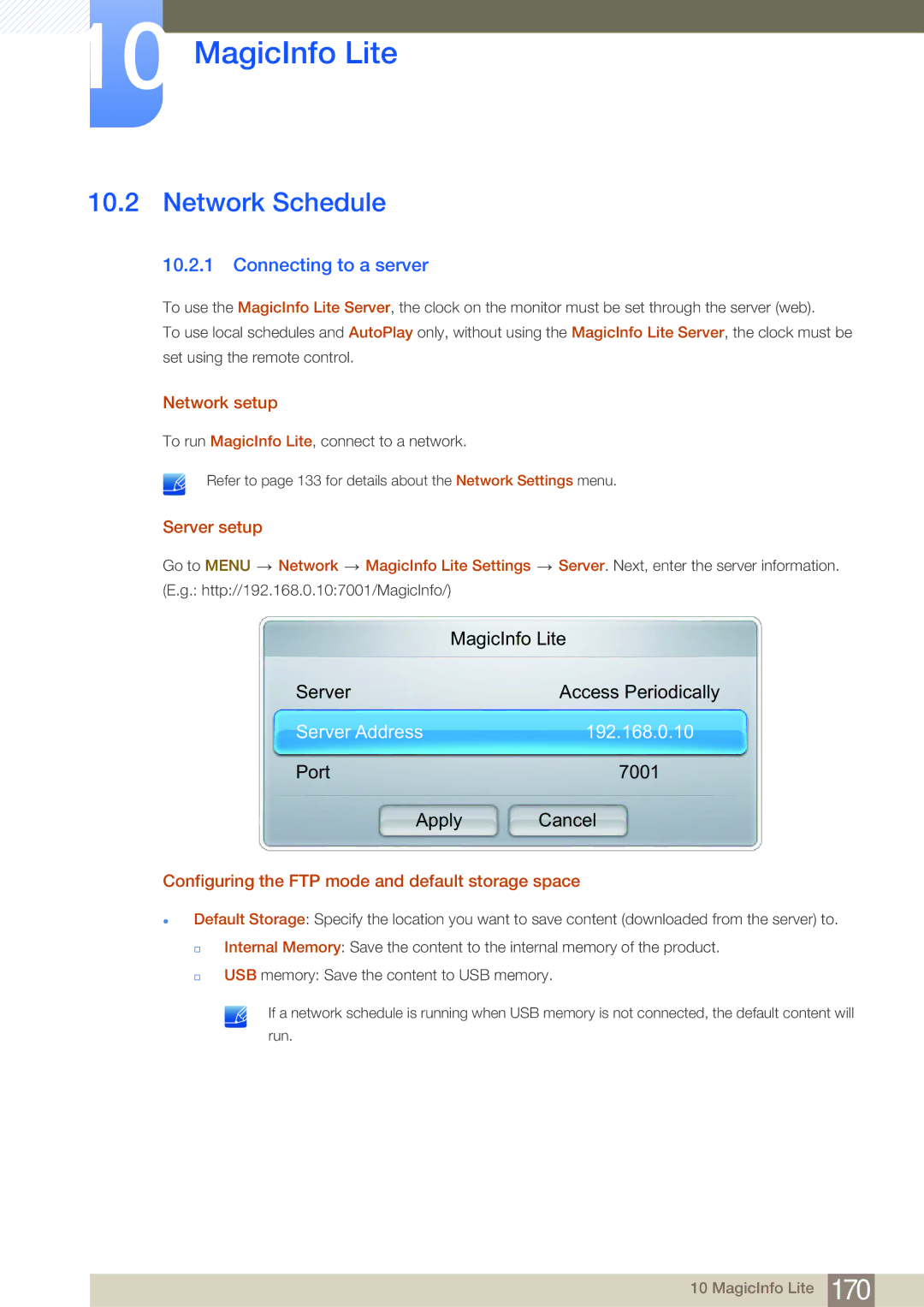 Samsung LH75MEBPLGC/XJ, LH65MEBPLGC/EN manual Network Schedule, Connecting to a server, Network setup, Server setup 