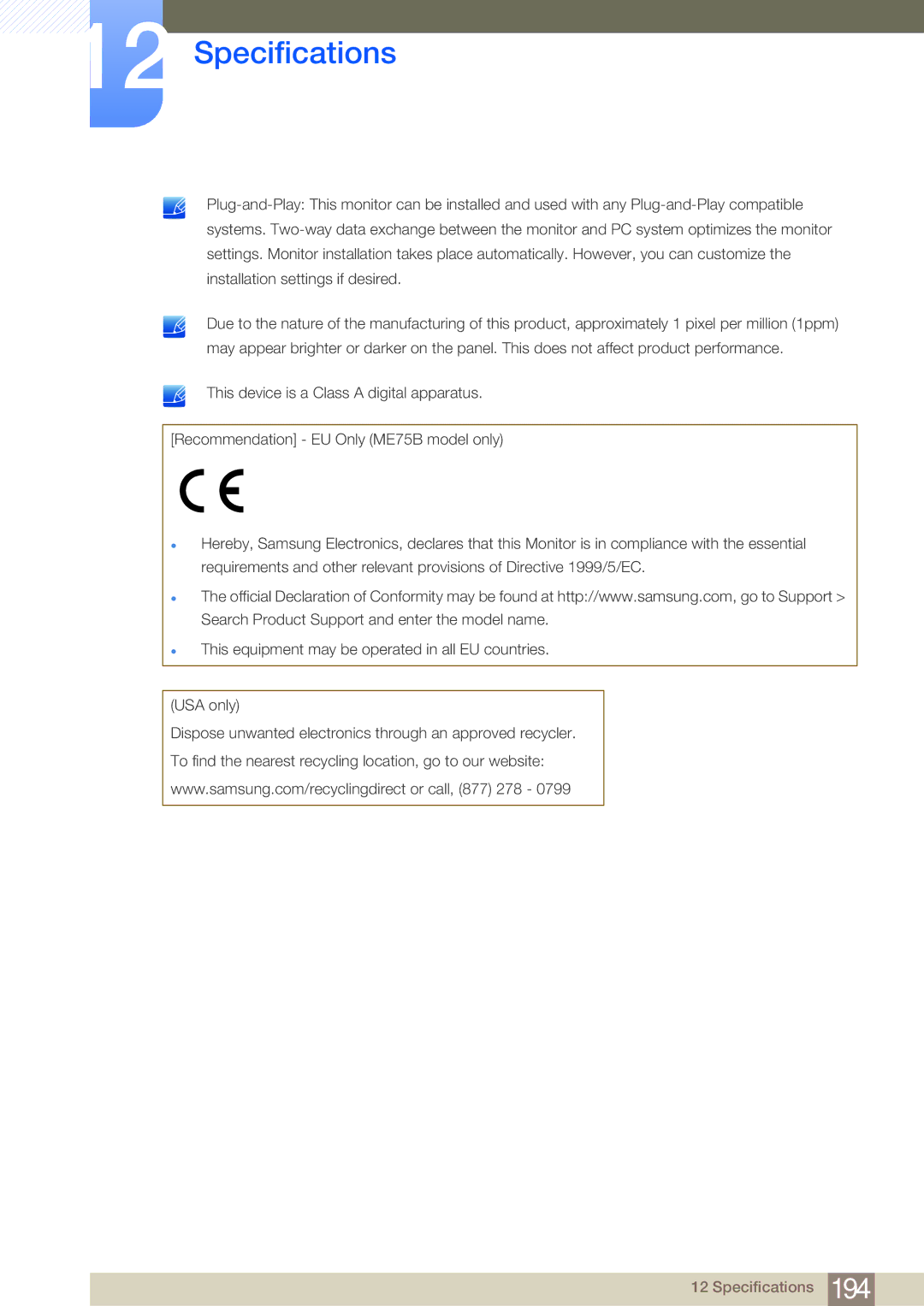 Samsung LH75MEBPLGC/XJ, LH65MEBPLGC/EN, LH75MEBPLGC/EN, LH65MEBPLGC/XJ, LH75MEBPLGC/NG, LH65MEBPLGC/NG manual Specifications 