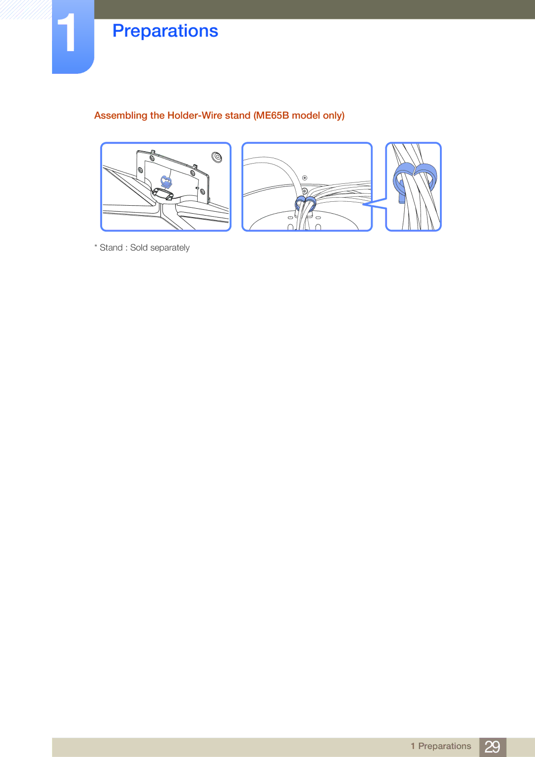 Samsung LH65MEBPLGC/NG, LH65MEBPLGC/EN, LH75MEBPLGC/EN, LH75MEBPLGC/XJ Assembling the Holder-Wire stand ME65B model only 