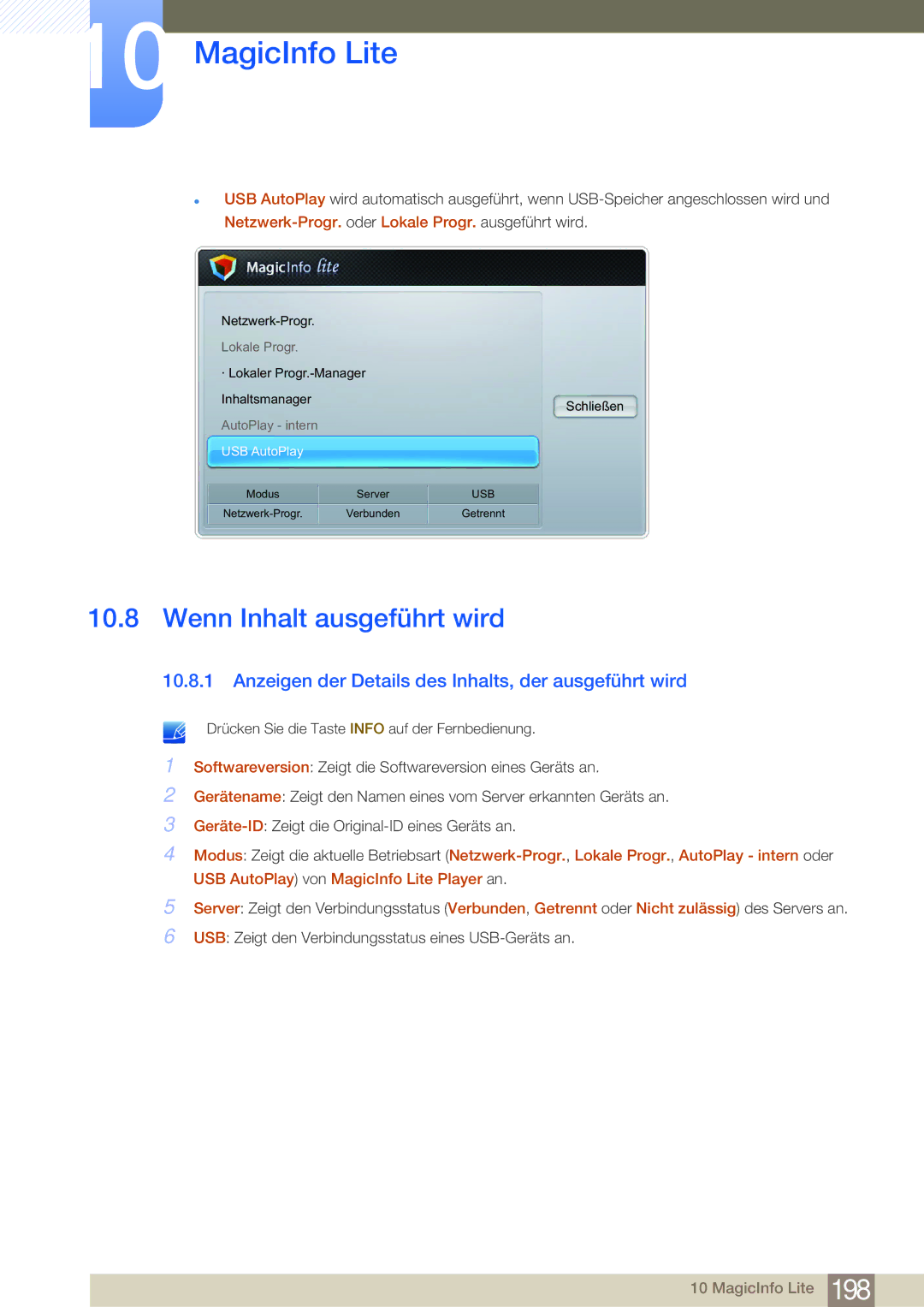 Samsung LH65MEBPLGC/EN, LH75MEBPLGC/EN Wenn Inhalt ausgeführt wird, Anzeigen der Details des Inhalts, der ausgeführt wird 