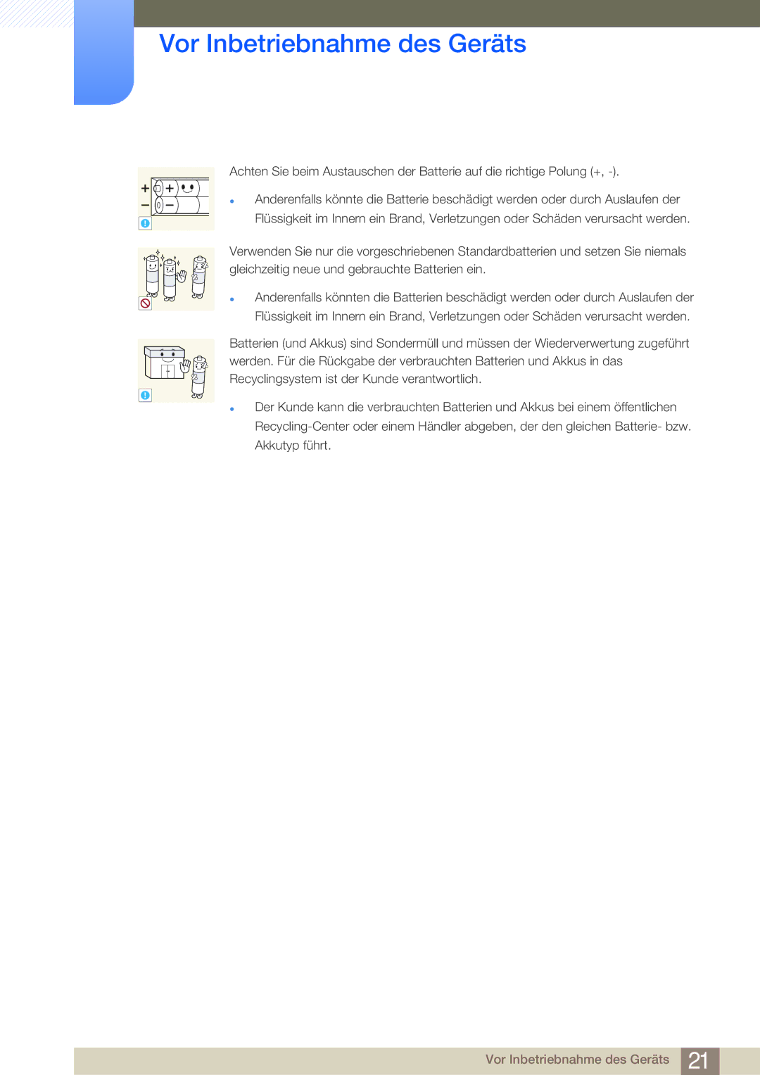 Samsung LH75MEBPLGC/EN, LH65MEBPLGC/EN manual Vor Inbetriebnahme des Geräts 