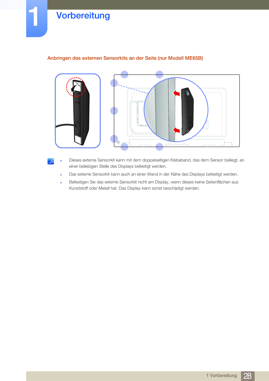 Samsung LH65MEBPLGC/EN, LH75MEBPLGC/EN manual Vorbereitung 