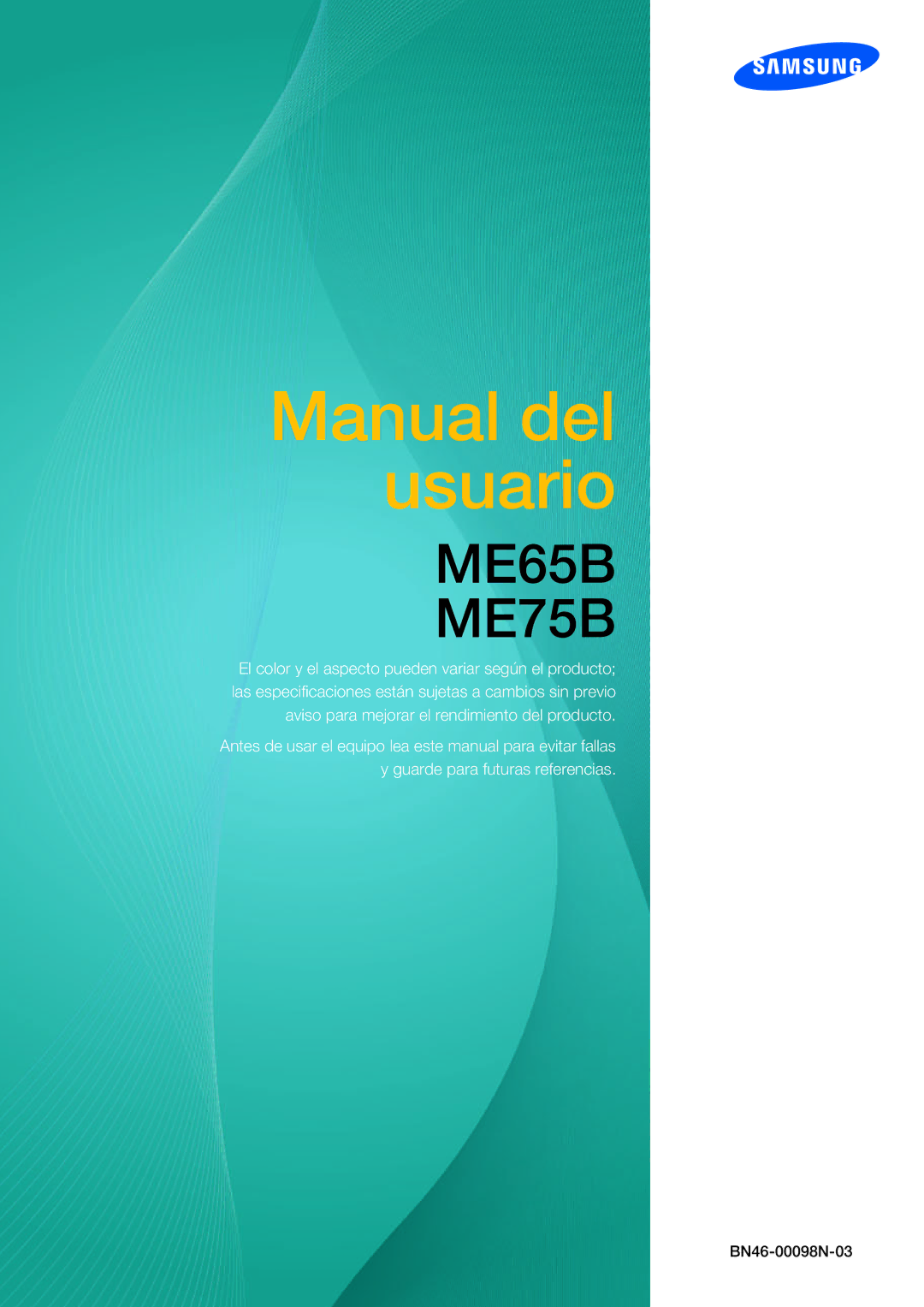 Samsung LH75MEBPLGC/EN, LH65MEBPLGC/EN manual Manual del usuario 