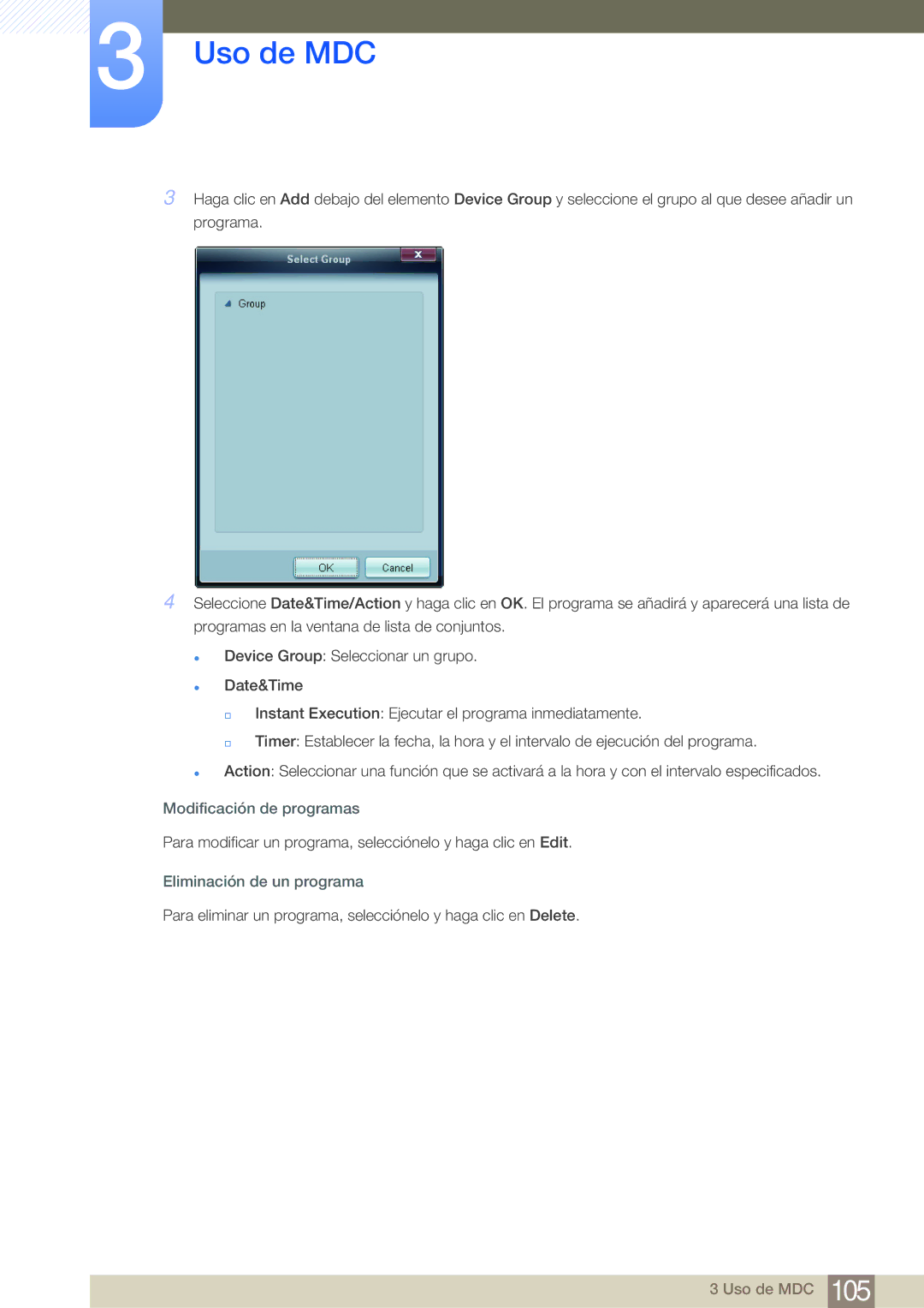 Samsung LH75MEBPLGC/EN, LH65MEBPLGC/EN manual Modificación de programas, Eliminación de un programa 