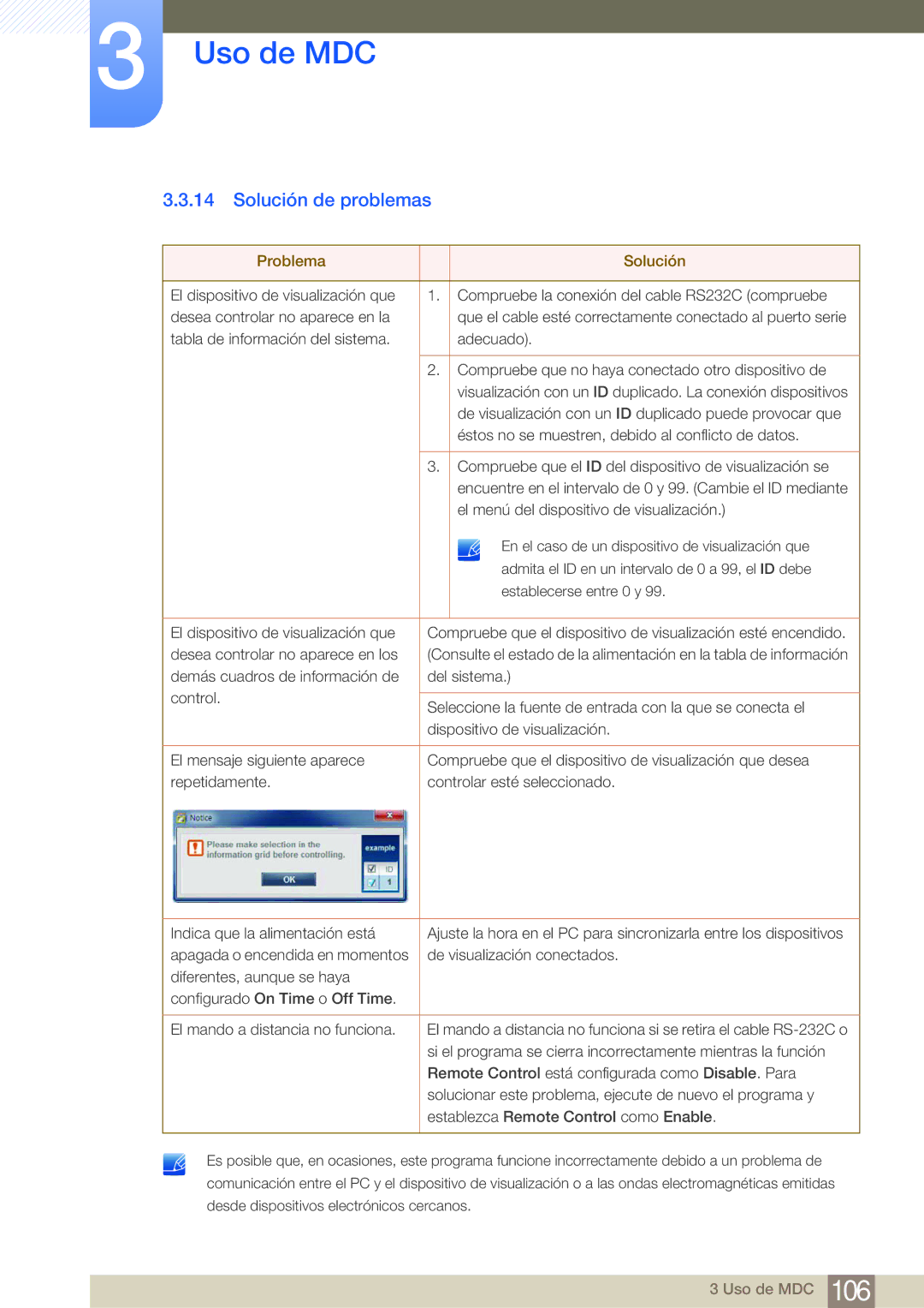 Samsung LH65MEBPLGC/EN, LH75MEBPLGC/EN manual Solución de problemas, Problema Solución 