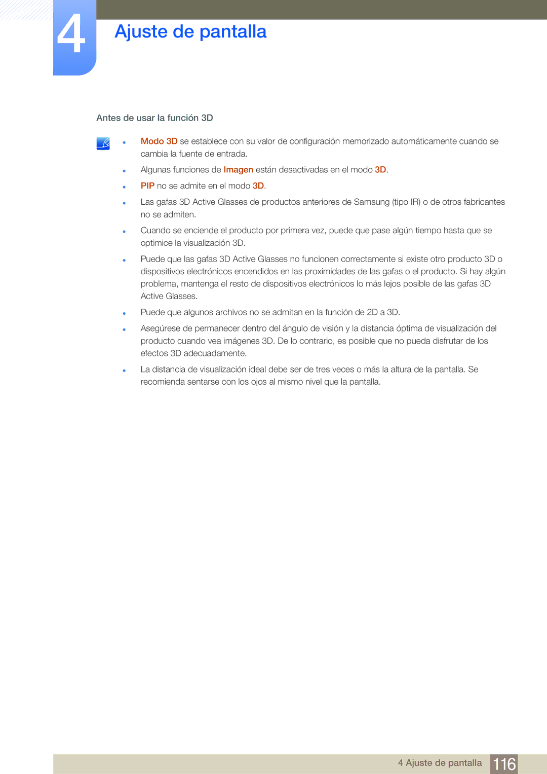 Samsung LH65MEBPLGC/EN, LH75MEBPLGC/EN manual Antes de usar la función 3D 