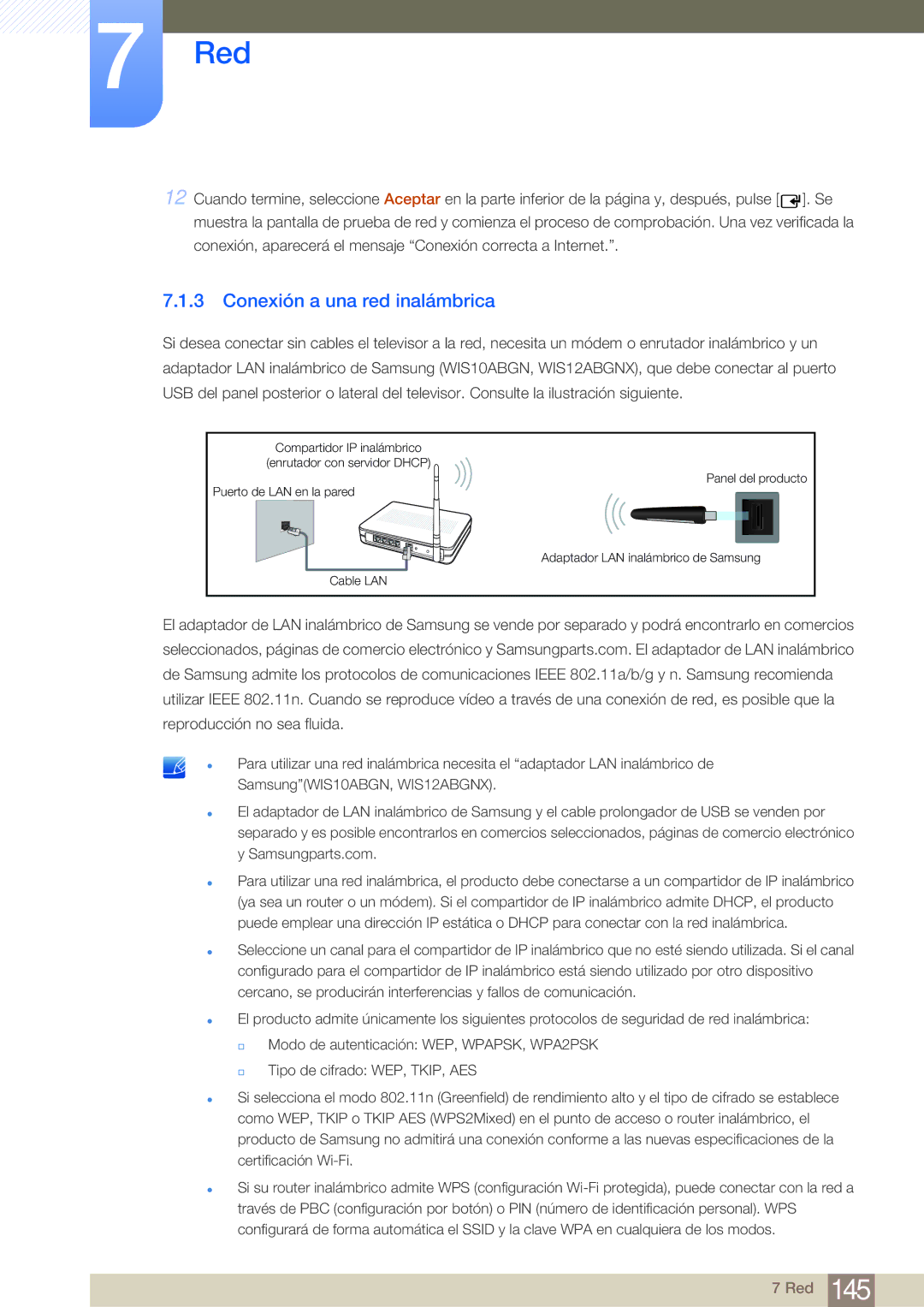 Samsung LH75MEBPLGC/EN, LH65MEBPLGC/EN manual Conexión a una red inalámbrica 