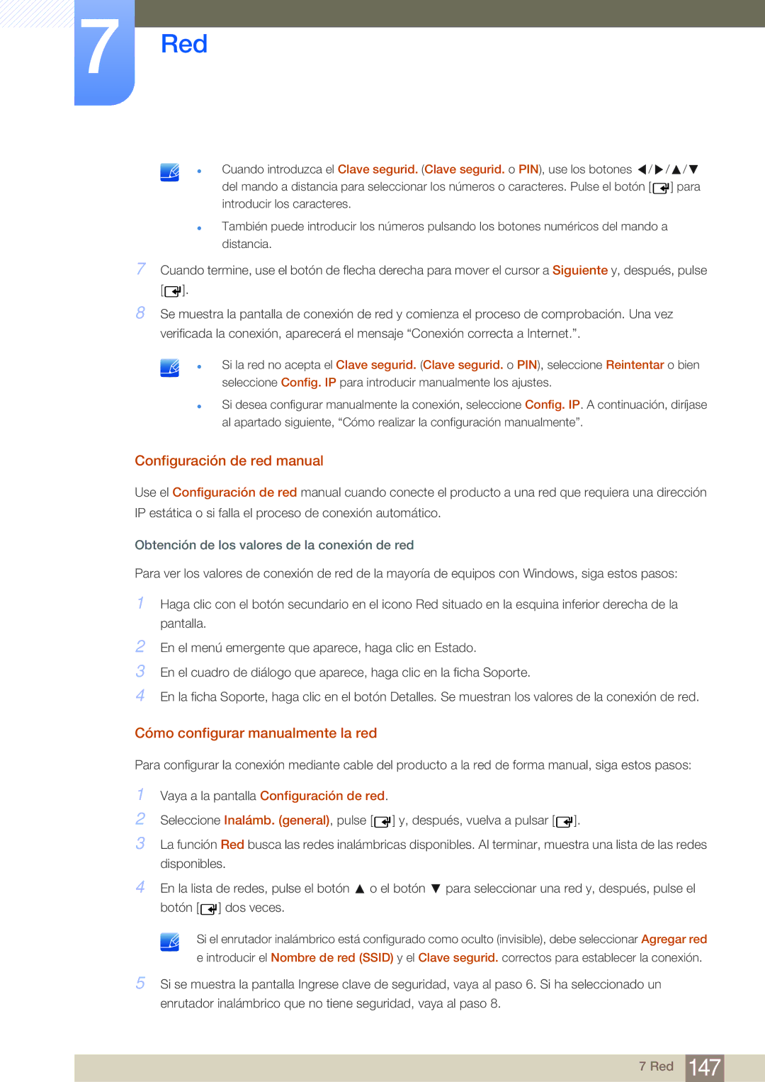 Samsung LH75MEBPLGC/EN, LH65MEBPLGC/EN Configuración de red manual, Cómo configurar manualmente la red 