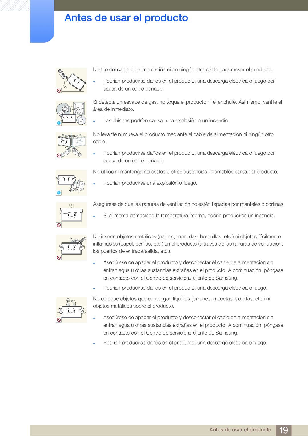 Samsung LH75MEBPLGC/EN, LH65MEBPLGC/EN manual Las chispas podrían causar una explosión o un incendio 