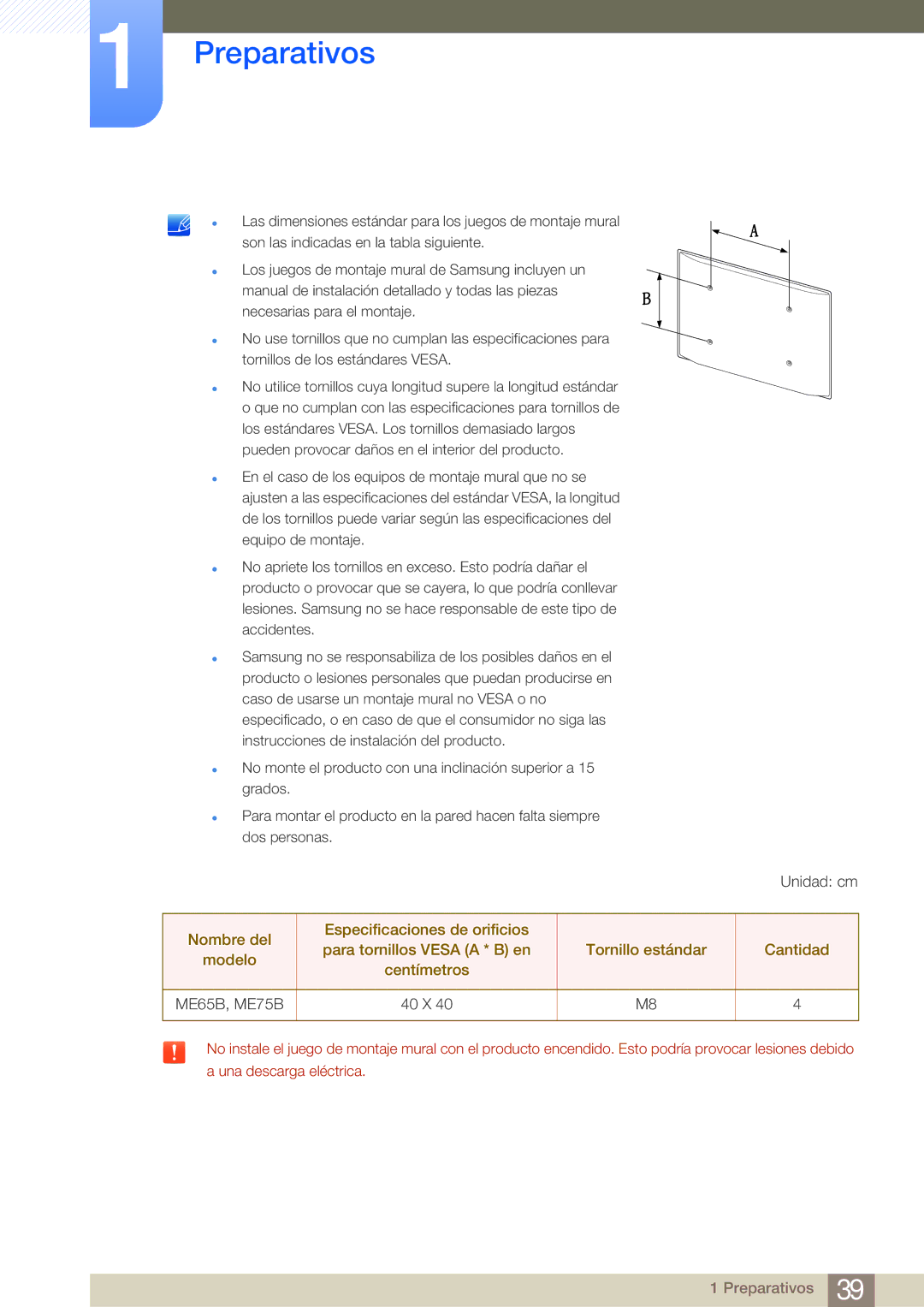 Samsung LH75MEBPLGC/EN, LH65MEBPLGC/EN manual 40 X 