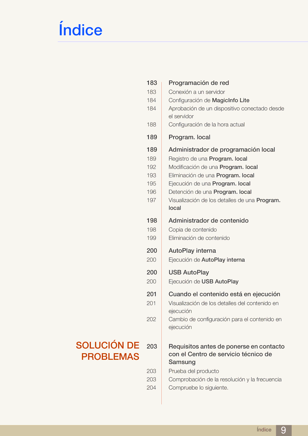 Samsung LH75MEBPLGC/EN, LH65MEBPLGC/EN manual Solución DE 203 Problemas 