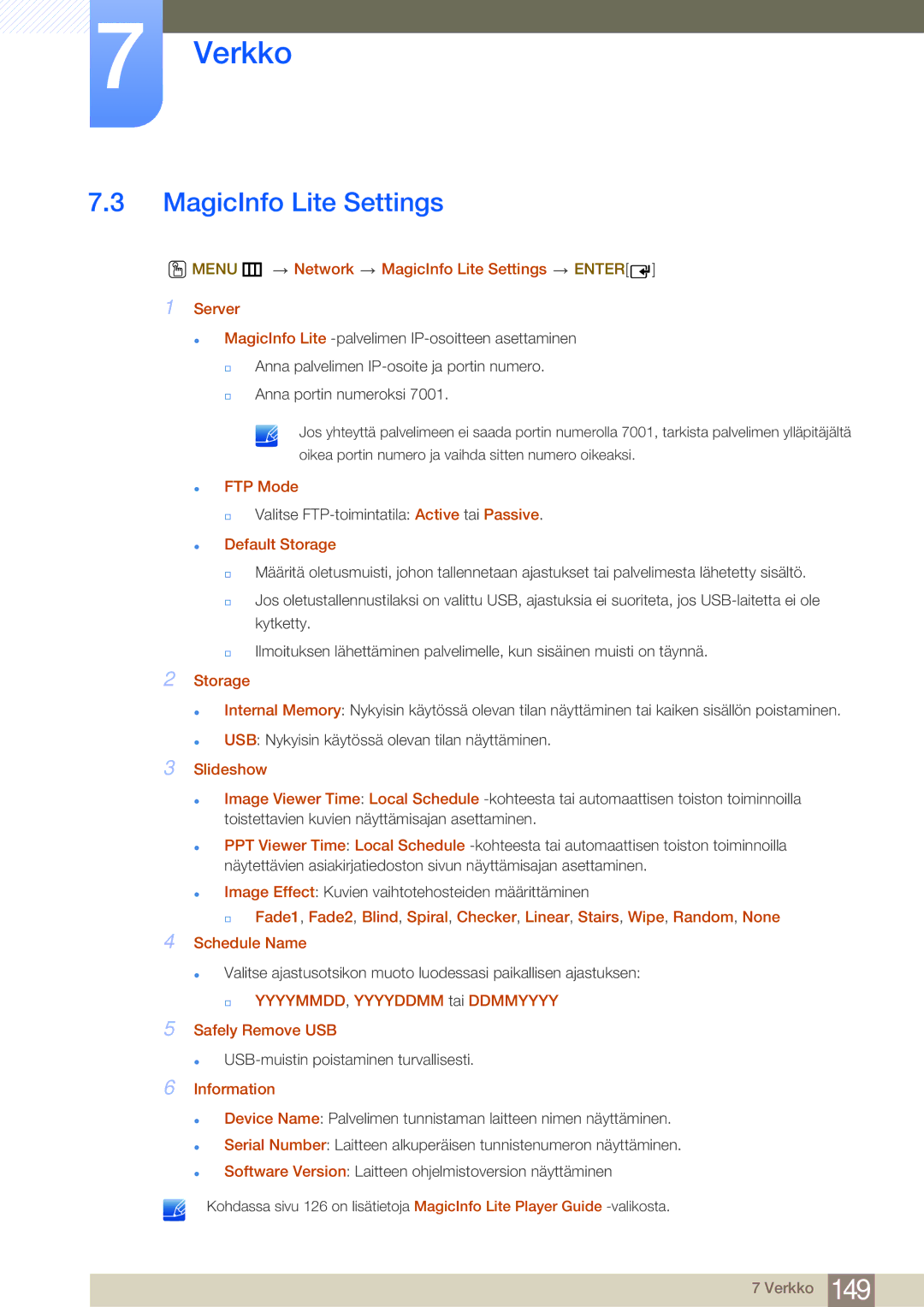 Samsung LH75MEBPLGC/EN, LH65MEBPLGC/EN manual MagicInfo Lite Settings 